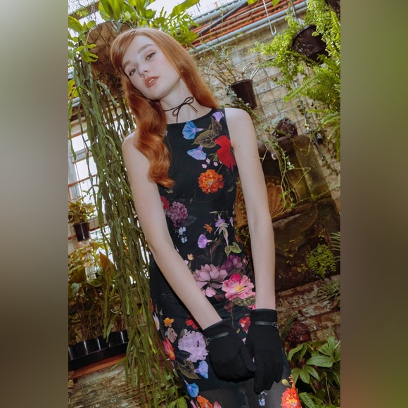 Nymph Garden Sheer Column Maxi Dress, Blackmilk size medium - Picture 7 of 11